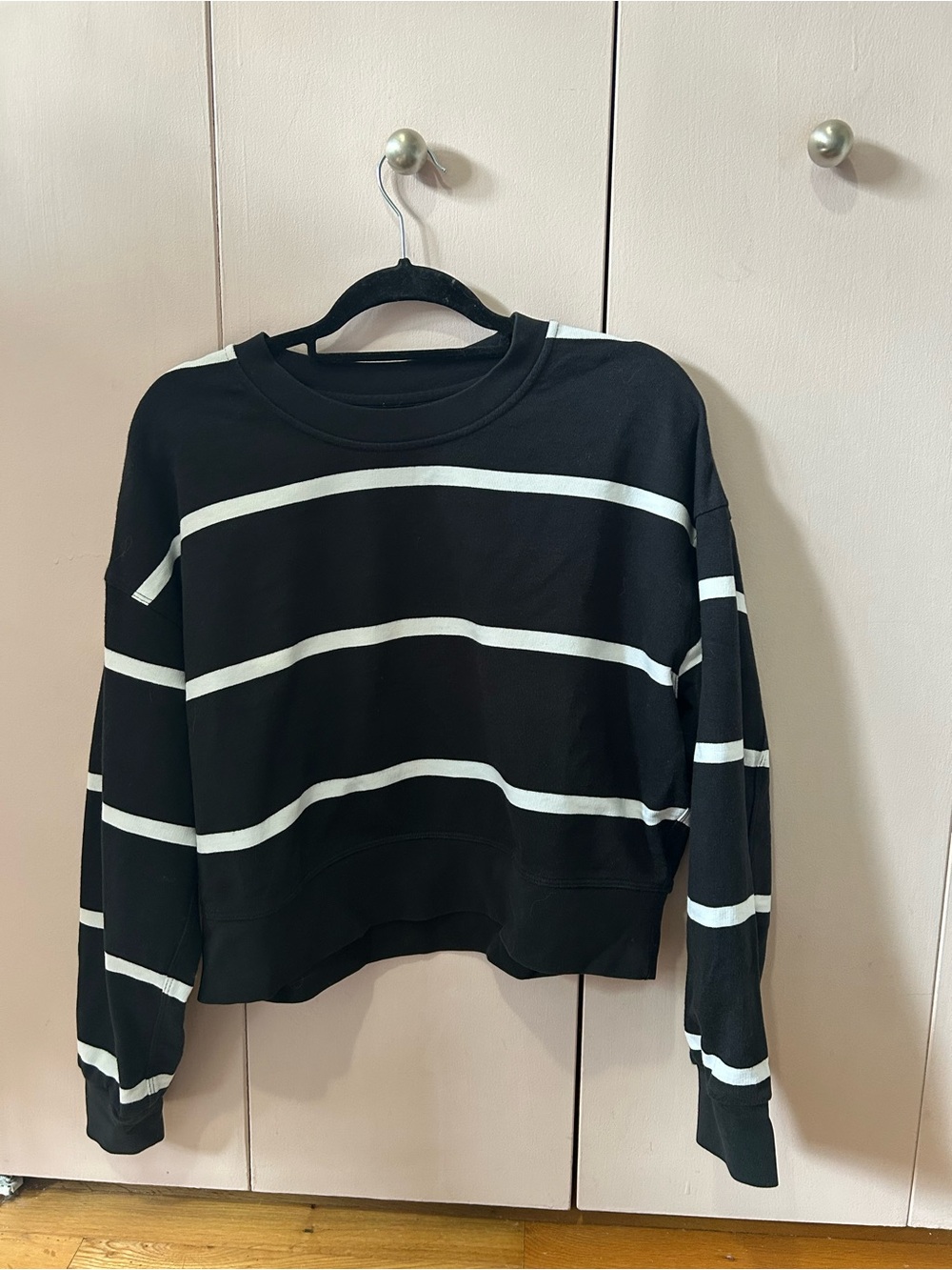 Women's lululemon Black & White Striped Crewneck Sweater